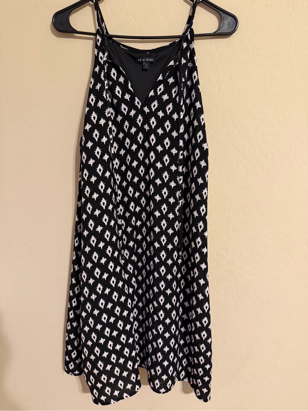 As U Wish Black & White Diamond-Print Skater Skirt